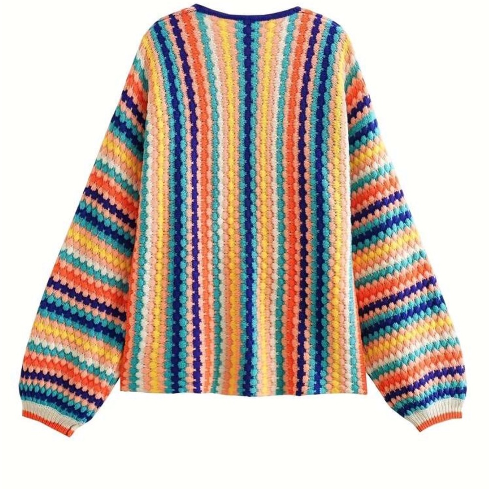 Bright Multi-Color Crochet Cardigan Sweater - Women - Picture 3 of 6
